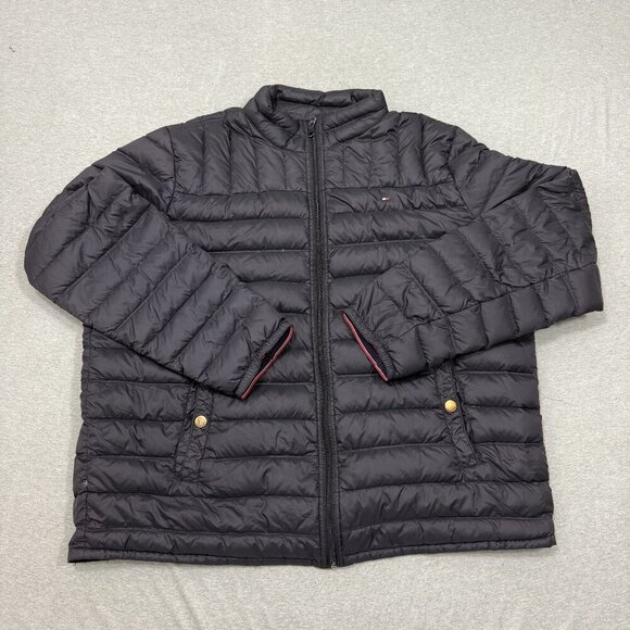 Tommy Hilfiger Puffer Jacket Men 2XL Black Duck Down Water Fowl Feather - Picture 1 of 9